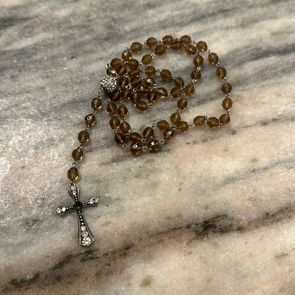 Glass beaded cross necklace